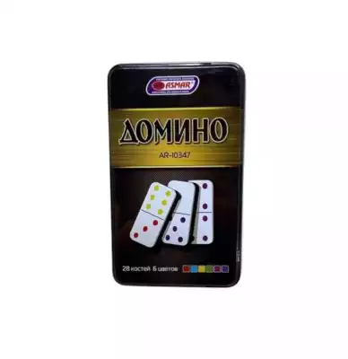 Домино AR-10347 в металлической коробке, 28 костей